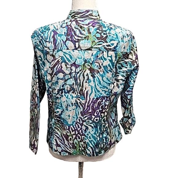 Ruby Rd Womens Button Front Cotton Poly Long Sleeve Jacket Top Multi Size 12 - Picture 4 of 10